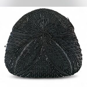 Chic Black Beaded Evening Clutch